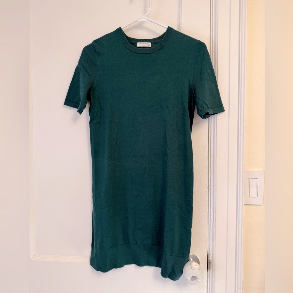 Equipment Cotton Cashmere Blend Short Sleeve Dress Size XS Green